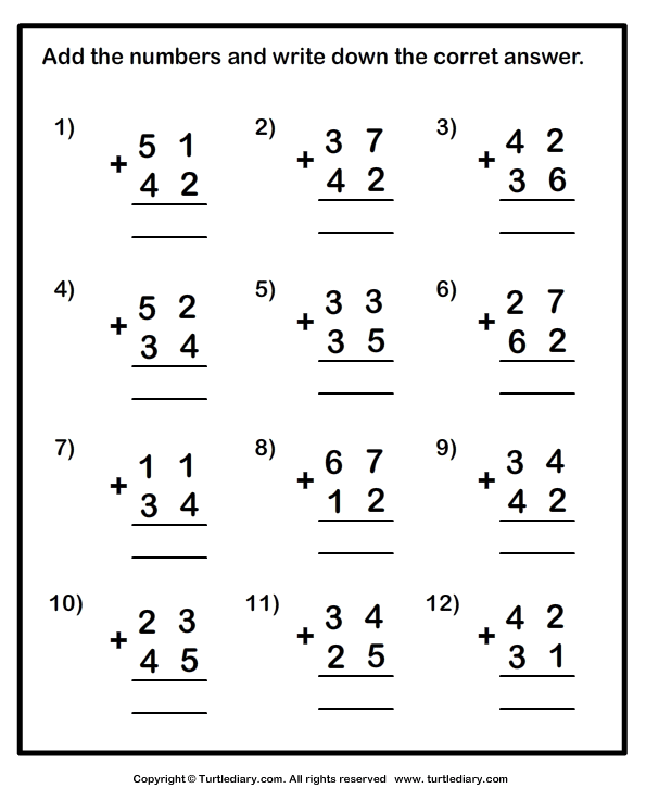 Grade 2 Math Worksheet Add 2 Digit Numbers In Columns With Carrying K5 Grade 2 Math Worksheet Add 2 Digit Numbers In Columns With Carrying K5