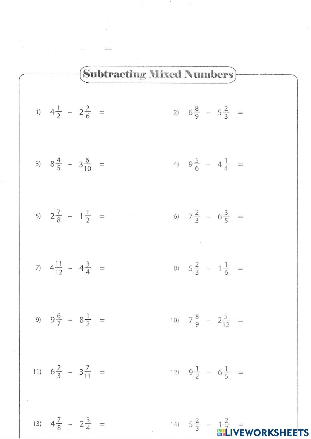Grade 5 Worksheet Add Mixed Numbers Fractions Like Denominators K5 Grade 5 Worksheet Add Mixed Numbers Fractions Like Denominators K5
