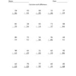Subtracting 2 Digit Numbers Worksheet