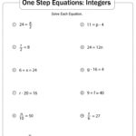1 Step Equation Worksheets
