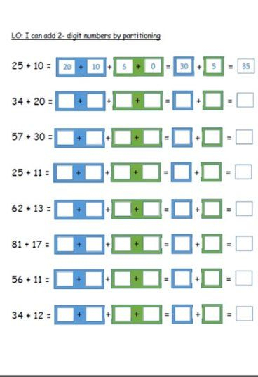 Adding 2 Digit Numbers By Partitioning Adding Numbers Sharing 
