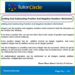 Adding Positive And Negative Numbers Worksheet With Answers Worksheet