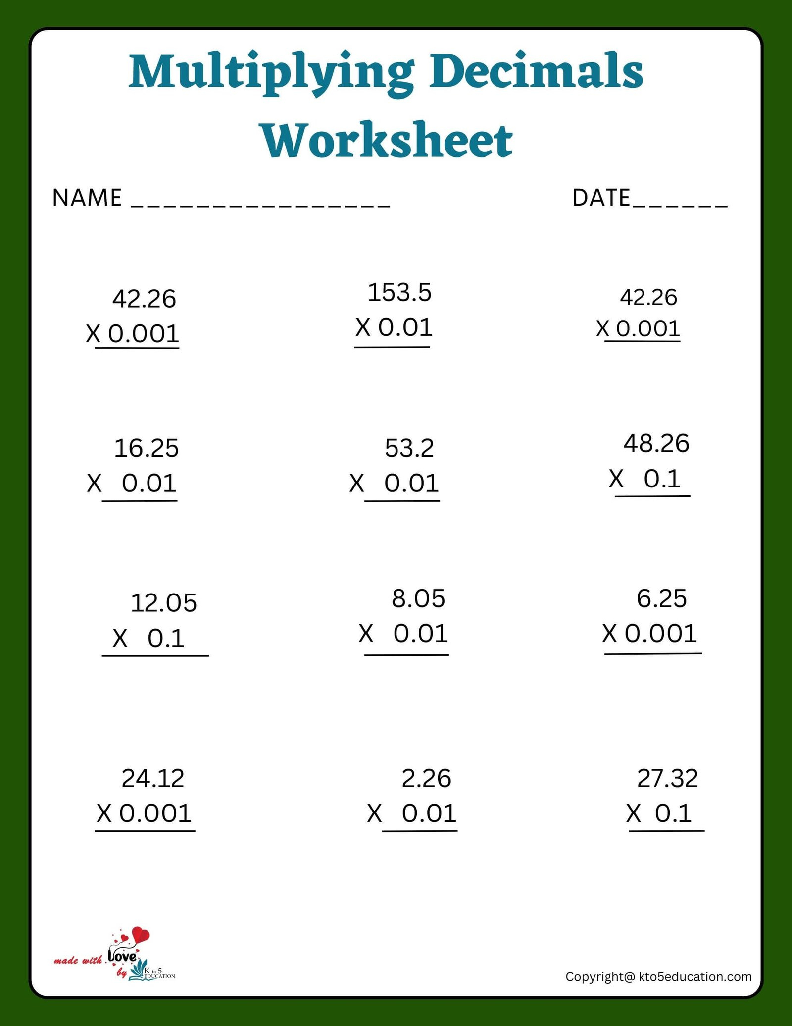 Multiplying By 0 1 0 01 And 0 001 Worksheet FREE Multiplying By 0 1 0 01 And 0 001 Worksheet FREE