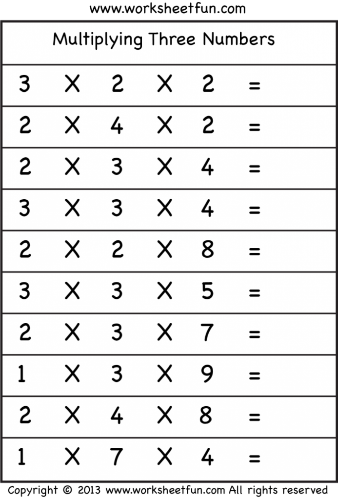 Multiplying By Three Worksheets 99Worksheets