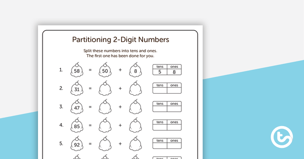 Using Partitioning To Add Two Digit Numbers Poster And Worksheet 