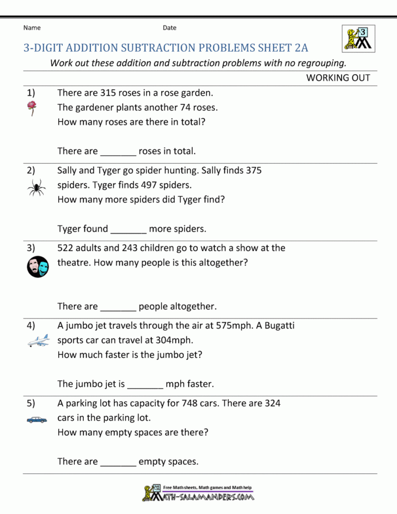 3rd Grade Addition And Subtraction Word Problems 932