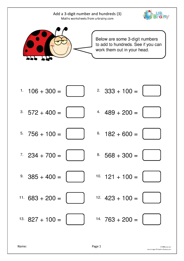 Add A 3 digit Number And Multiples Of 100 3 Addition Maths 