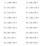 Adding And Subtracting Negative Numbers Worksheet