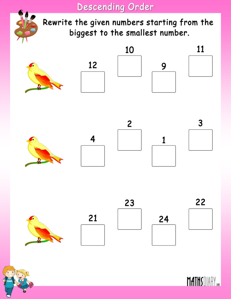 Ascending Descending Order Grade 1 Math Worksheets