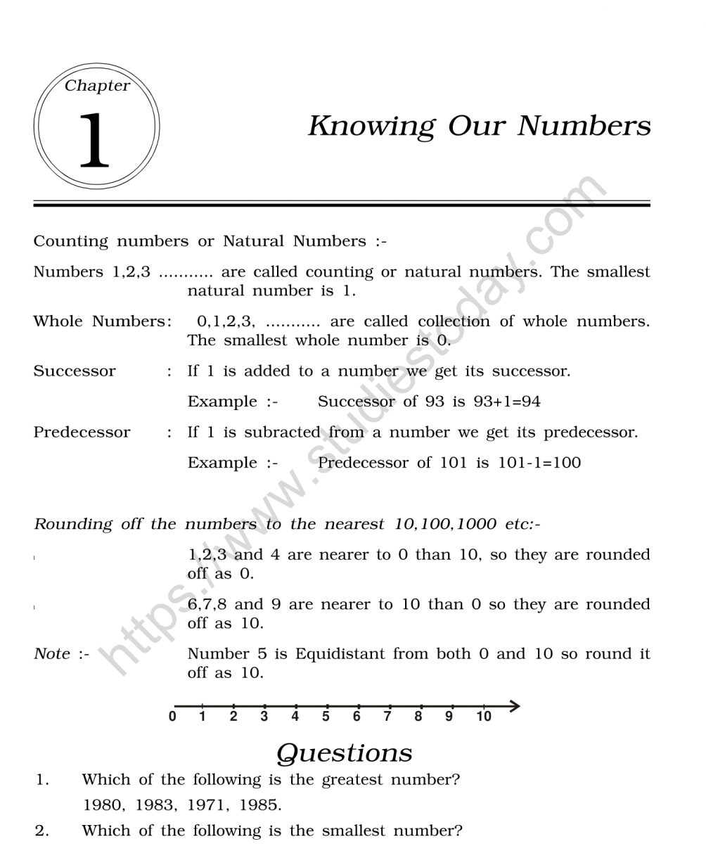 CBSE Class 6 Mental Maths Knowing Our Numbers Worksheet CBSE Class 6 Mental Maths Knowing Our Numbers Worksheet