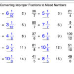 Changing Mixed Numbers To Improper Fractions Worksheet