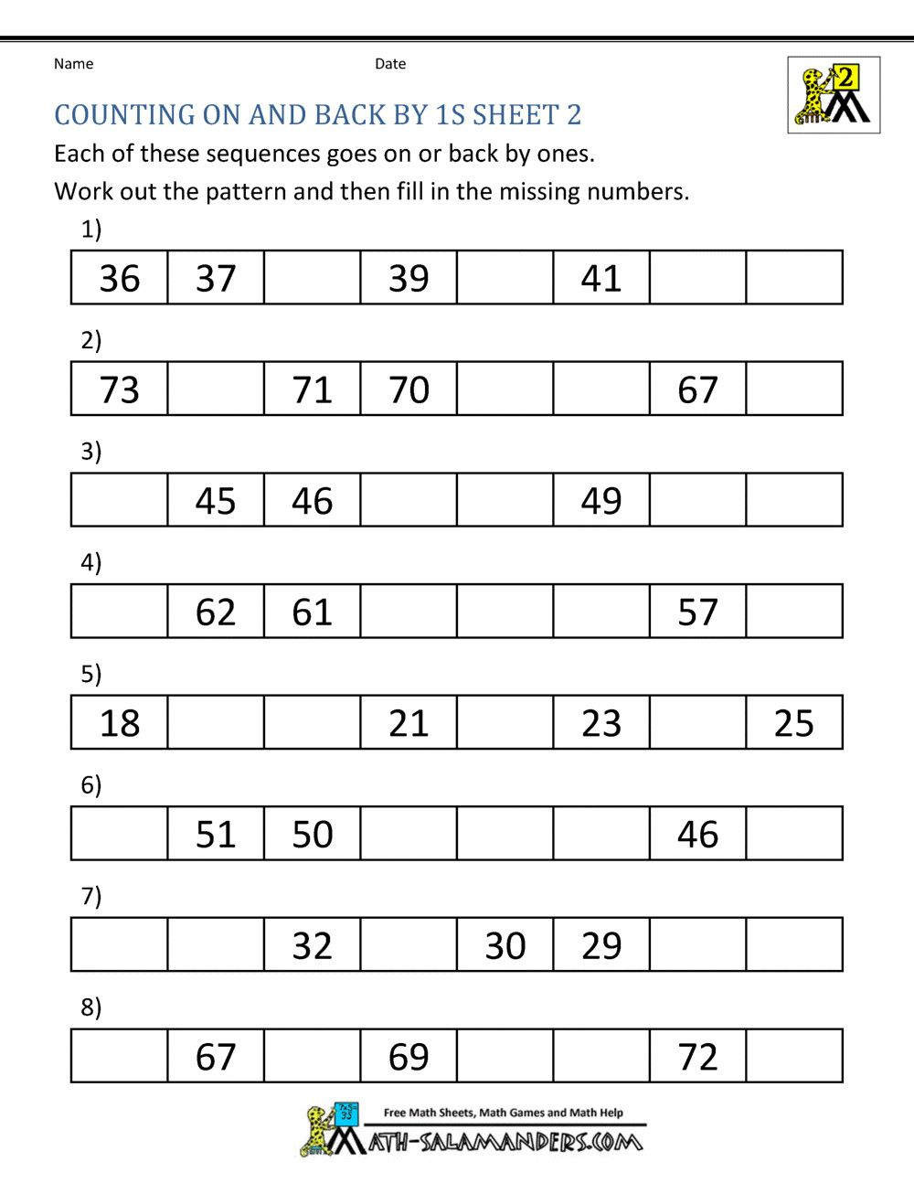 Comparing Numbers 1St Grade Worksheet
