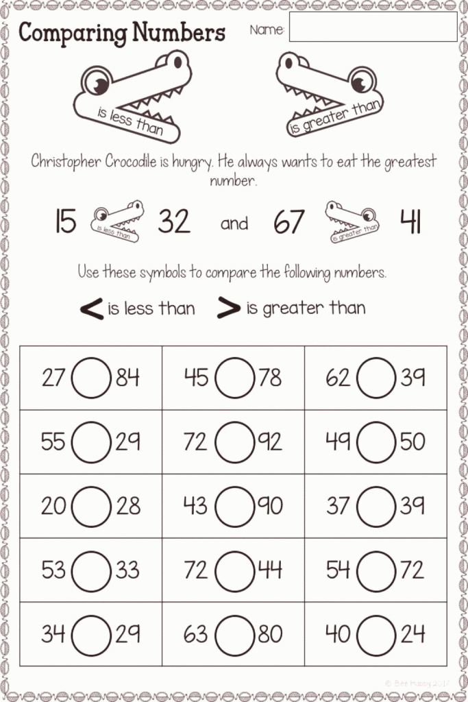 Comparing Numbers Worksheets 2nd Grade