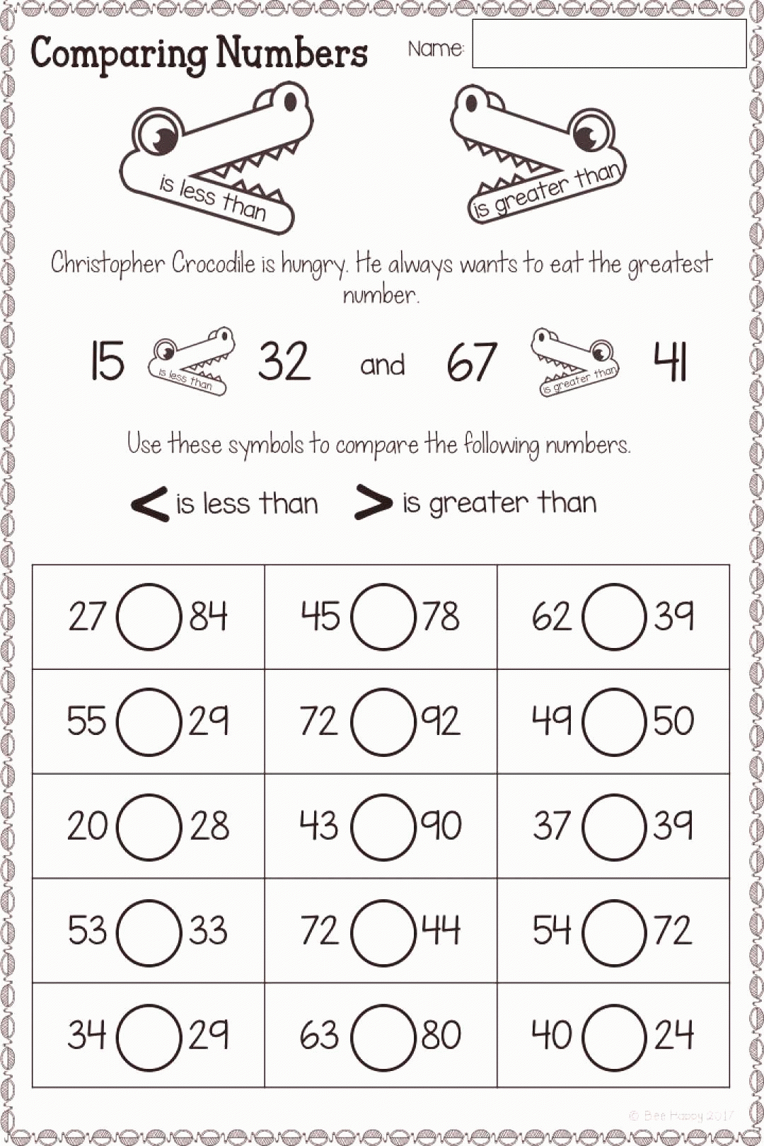 Comparing Numbers Worksheets 2nd Grade Comparing Numbers Worksheets 2nd Grade