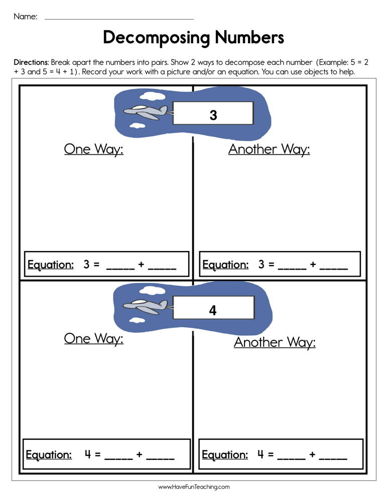 Decomposing Numbers Worksheet By Teach Simple
