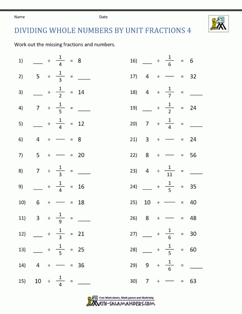 Dividing Fractions Using Models Worksheet