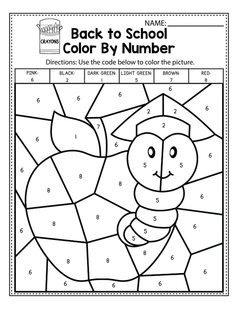 Easy Color By Number Worksheets For Kindergarten 101 Coloring