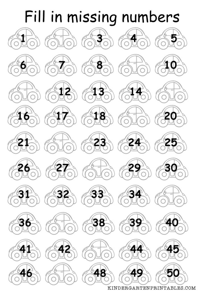 Fill In The Missing Numbers 1 50 Free Printable Worksheet