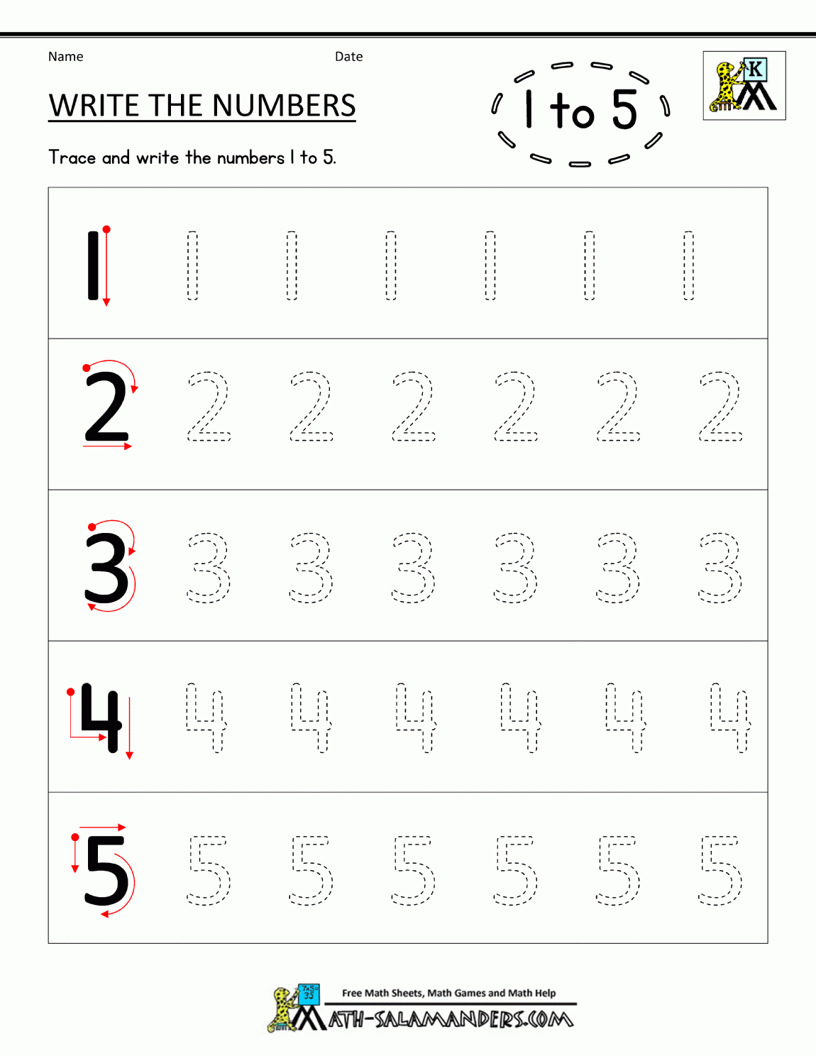 Kindergarten Printable Worksheets Writing Numbers To 10 Writing 