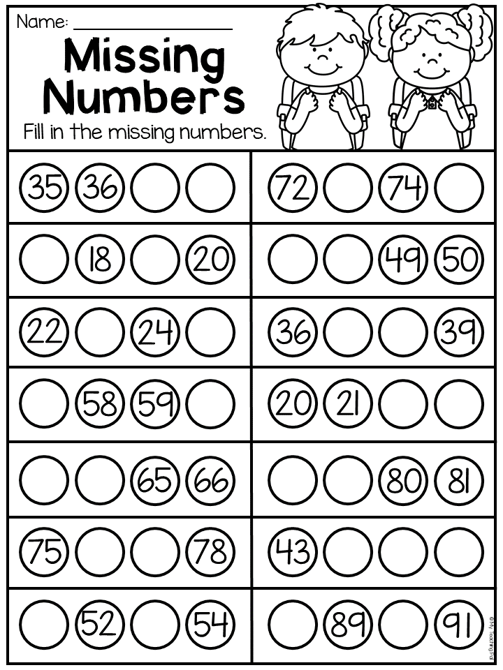 Missing Numbers Worksheet For First Grade Students Students Fill In 