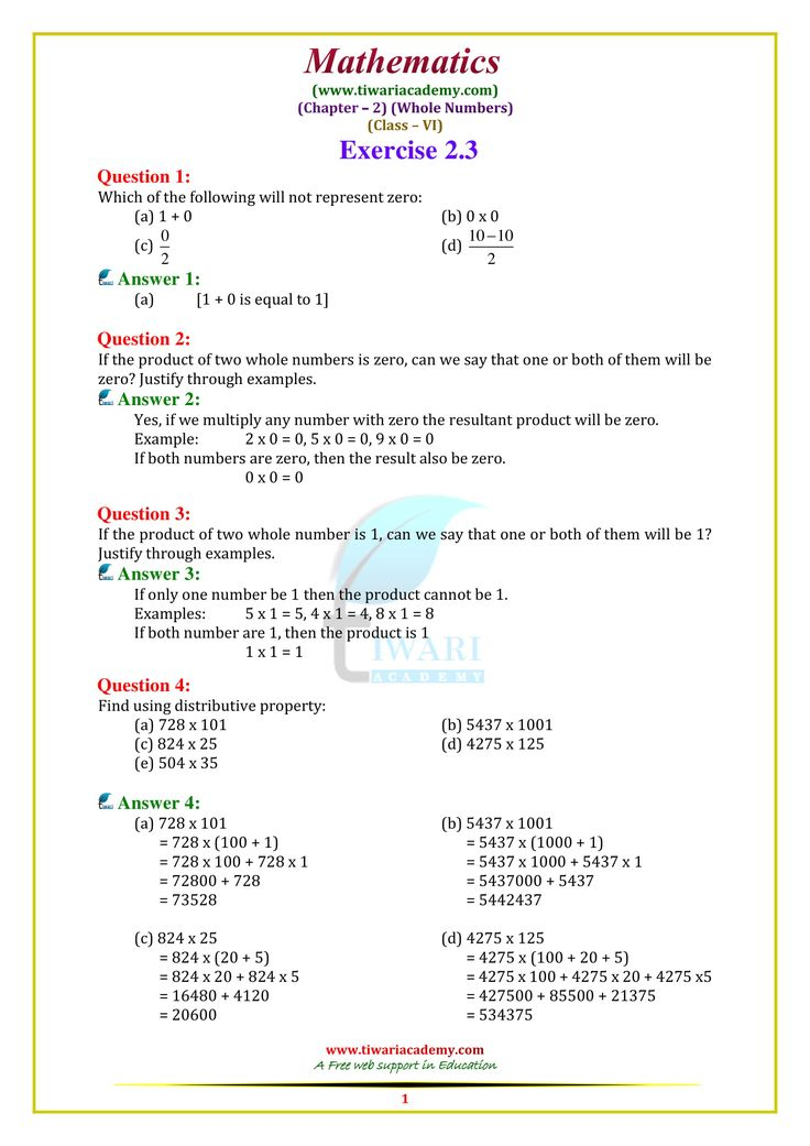 Ncert Solutions For Class 6 Maths Chapter 2 Whole Numbers Class 6 