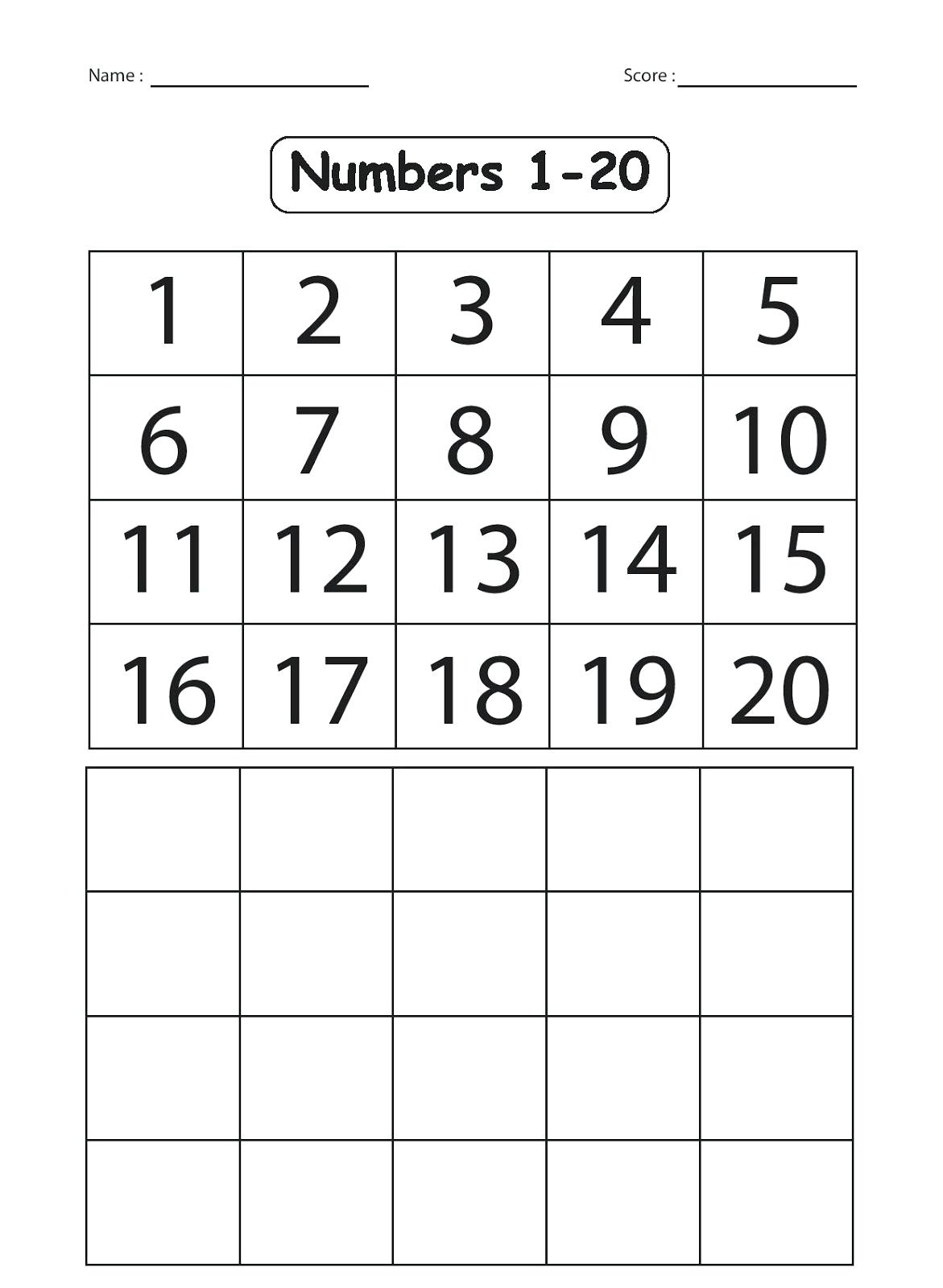 Numbers 1 20 Worksheet