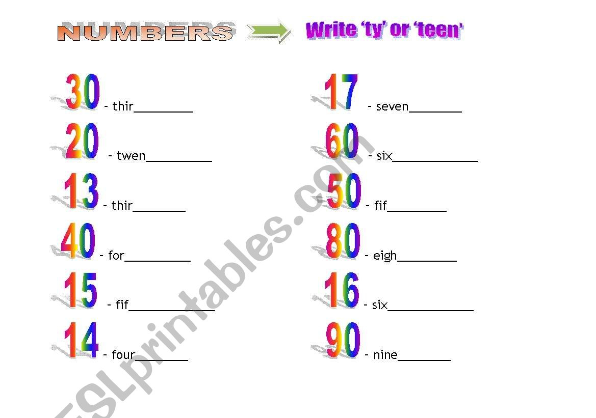 Numbers 10 100 ESL Worksheet By Kllakier