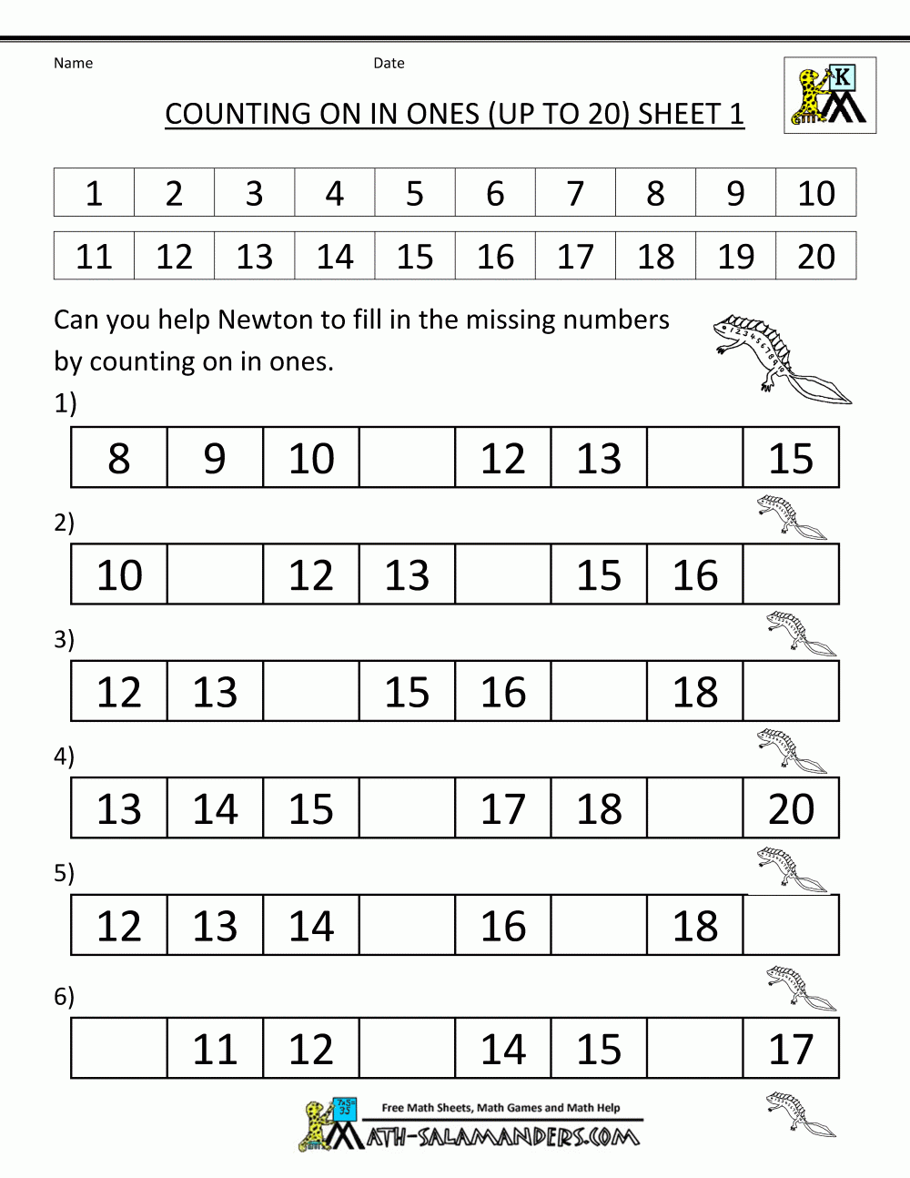 Numbers To 20 Games And Worksheets Counting Up To 10 And 20 Numbers 