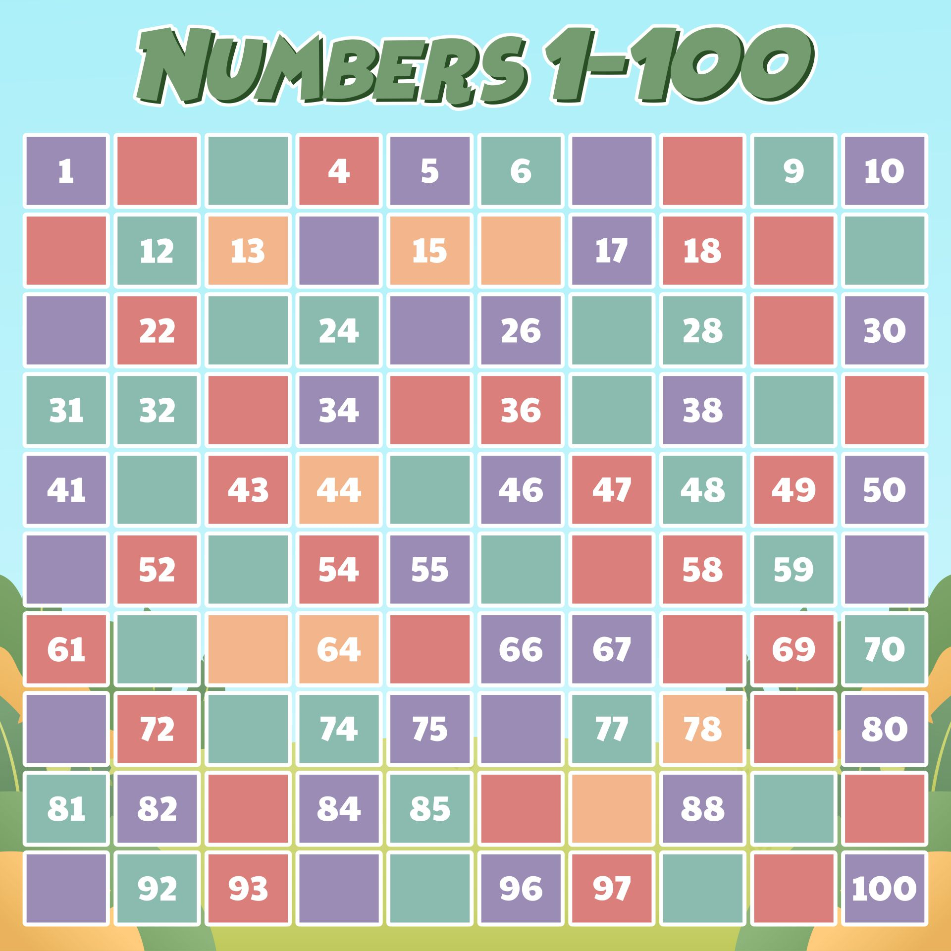 Printable Numbers 1 100 Worksheets