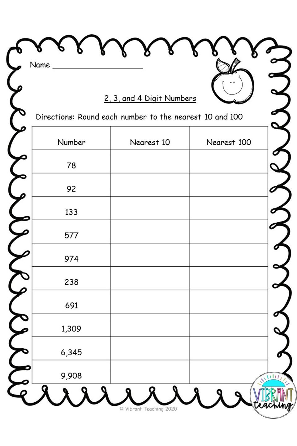 Printable Rounding Worksheet To The Nearest 10 And 100 With 2 3 And 4 