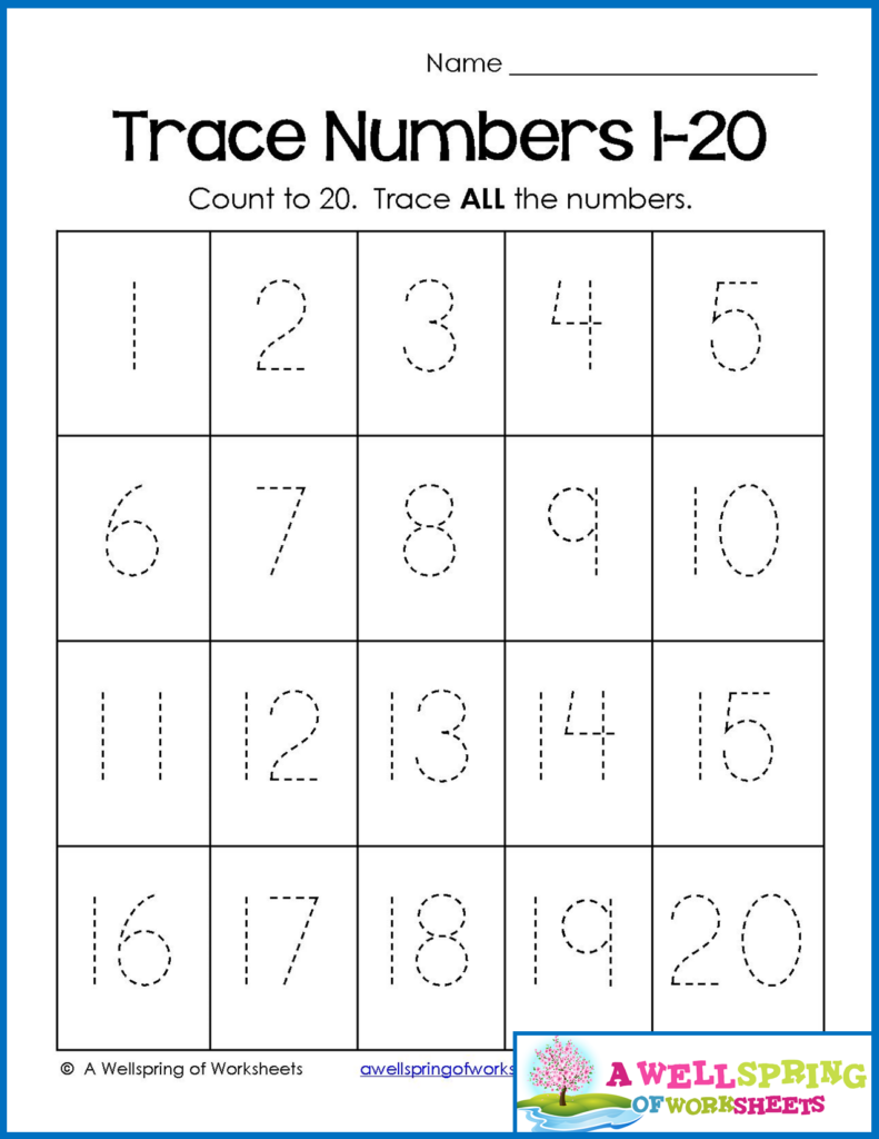 Printable Tracing Numbers 1 20