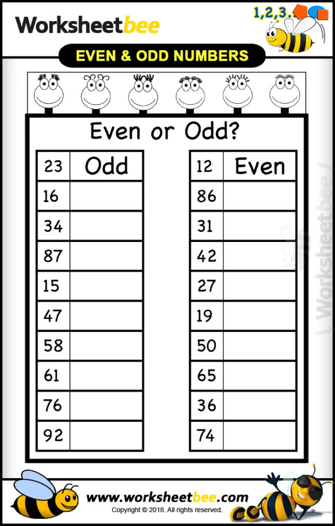 Printable Worksheet For Kids Even And Odd Numbers4 Worksheet Bee