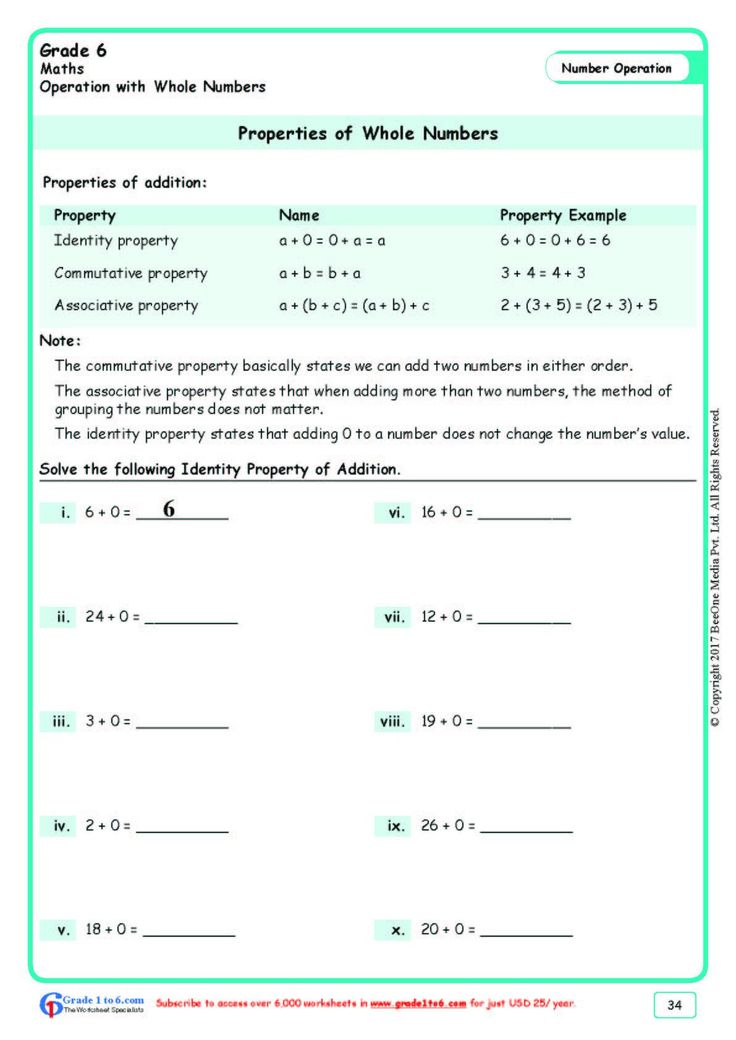 Properties Of Numbers Worksheet