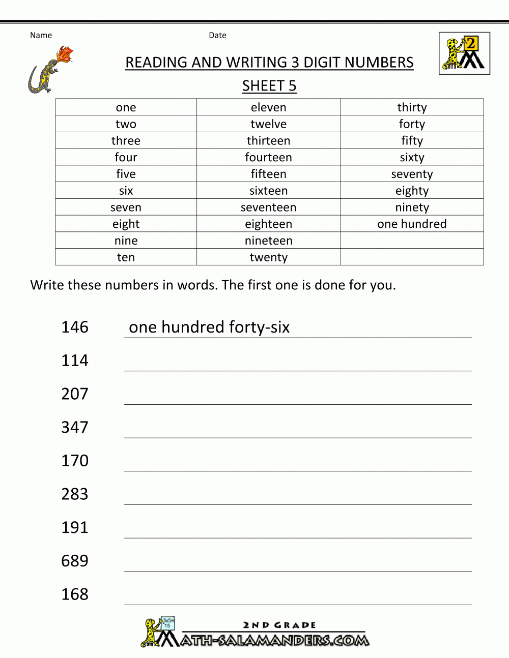 Reading And Writing Numbers Worksheet Grade 4 Morris Phillip s 