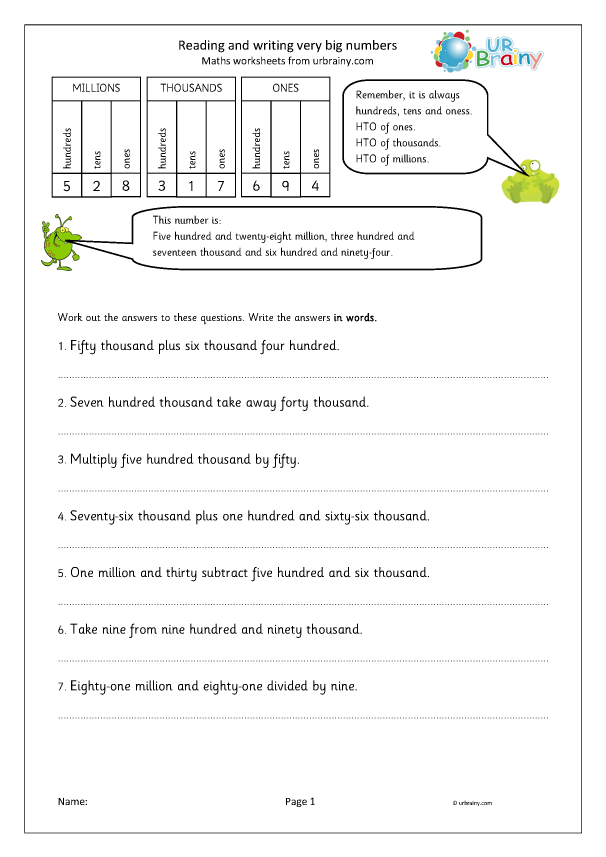 Reading And Writing Very Big Numbers Number And Place Value For Year 