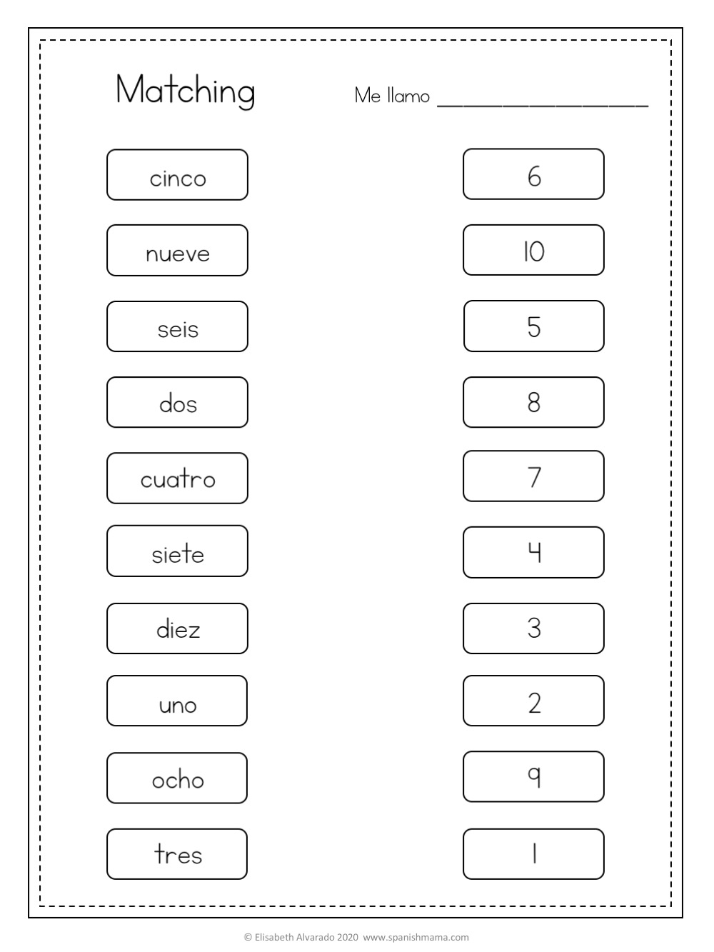 Spanish Numbers Worksheet 1 100