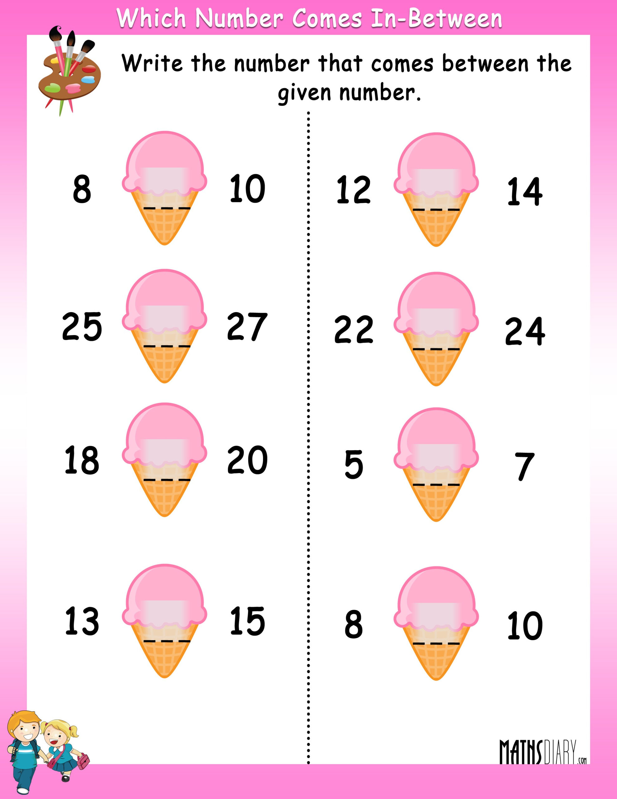 Which Number Comes In Between The Given Numbers Math Worksheets Which Number Comes In between The Given Numbers Math Worksheets