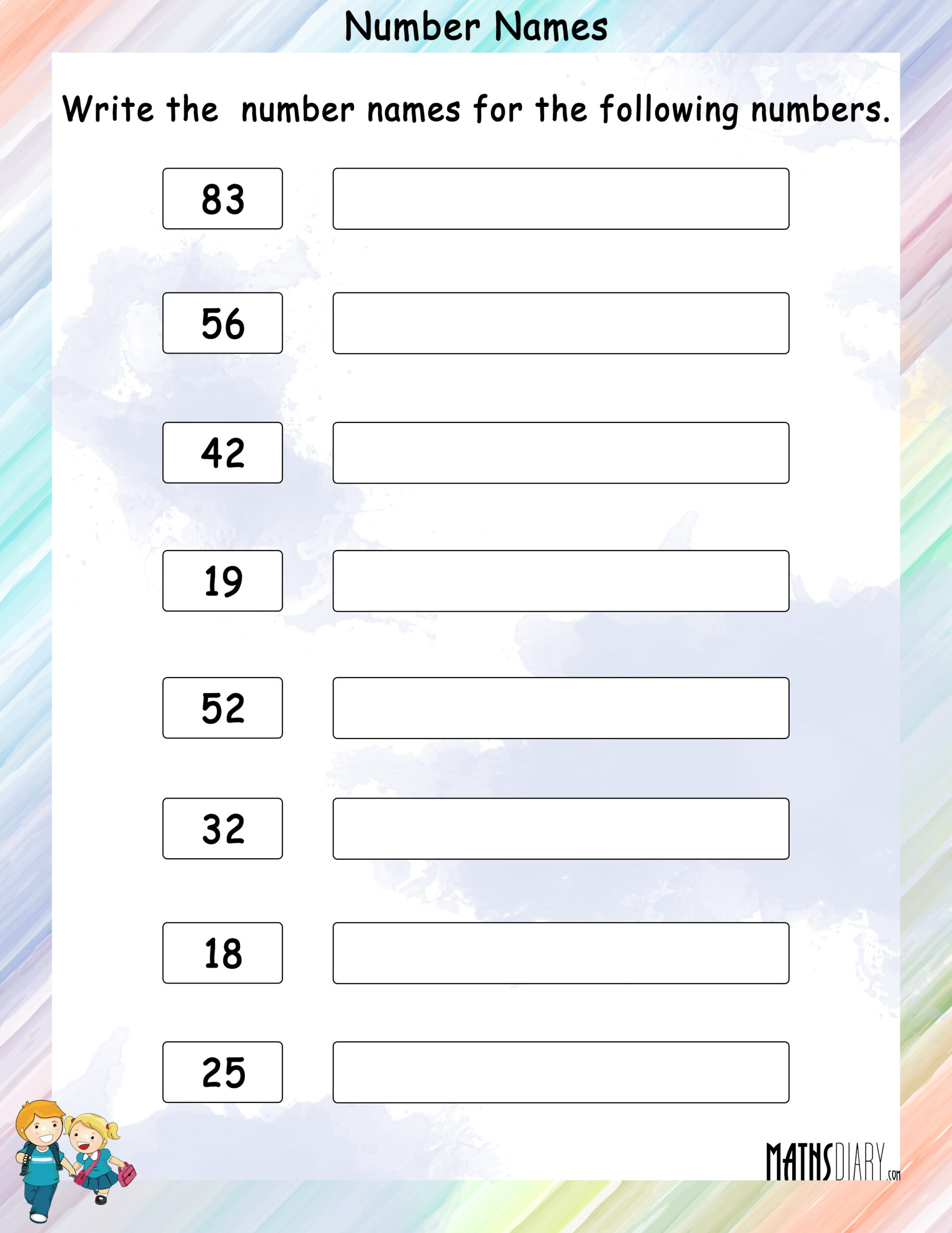 Write Number Names For Given Numbers Math Worksheets MathsDiary