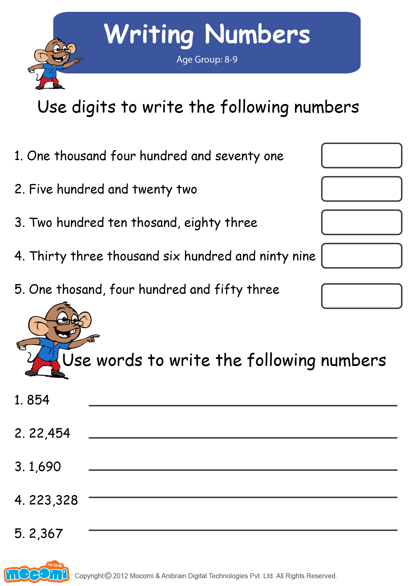 Writing Numbers In Different Forms Worksheet
