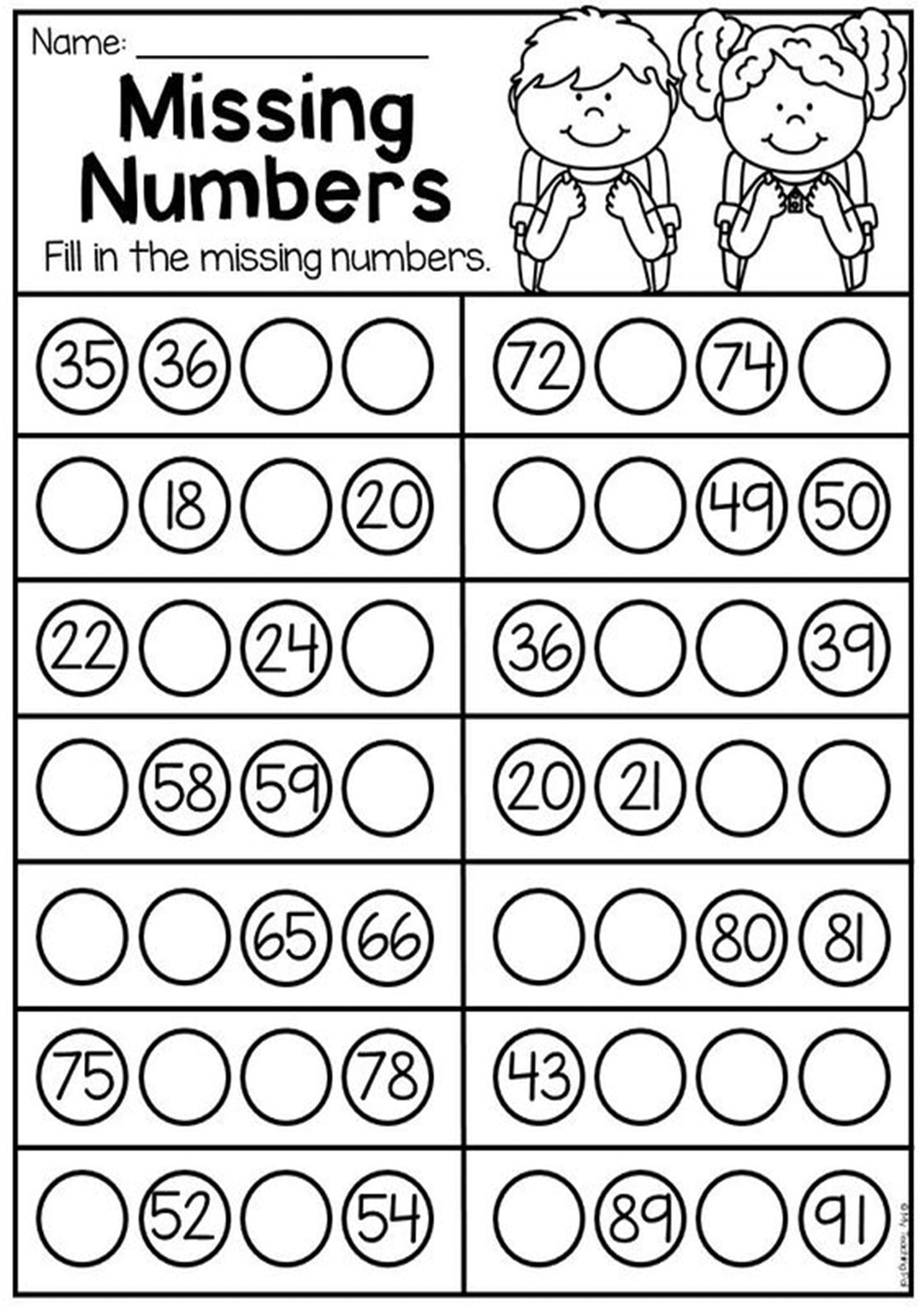 1 100 Missing Numbers Worksheet