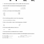 1 5 1 Quantum Numbers Worksheet KEY N L Ml Ms State The Four Quantum