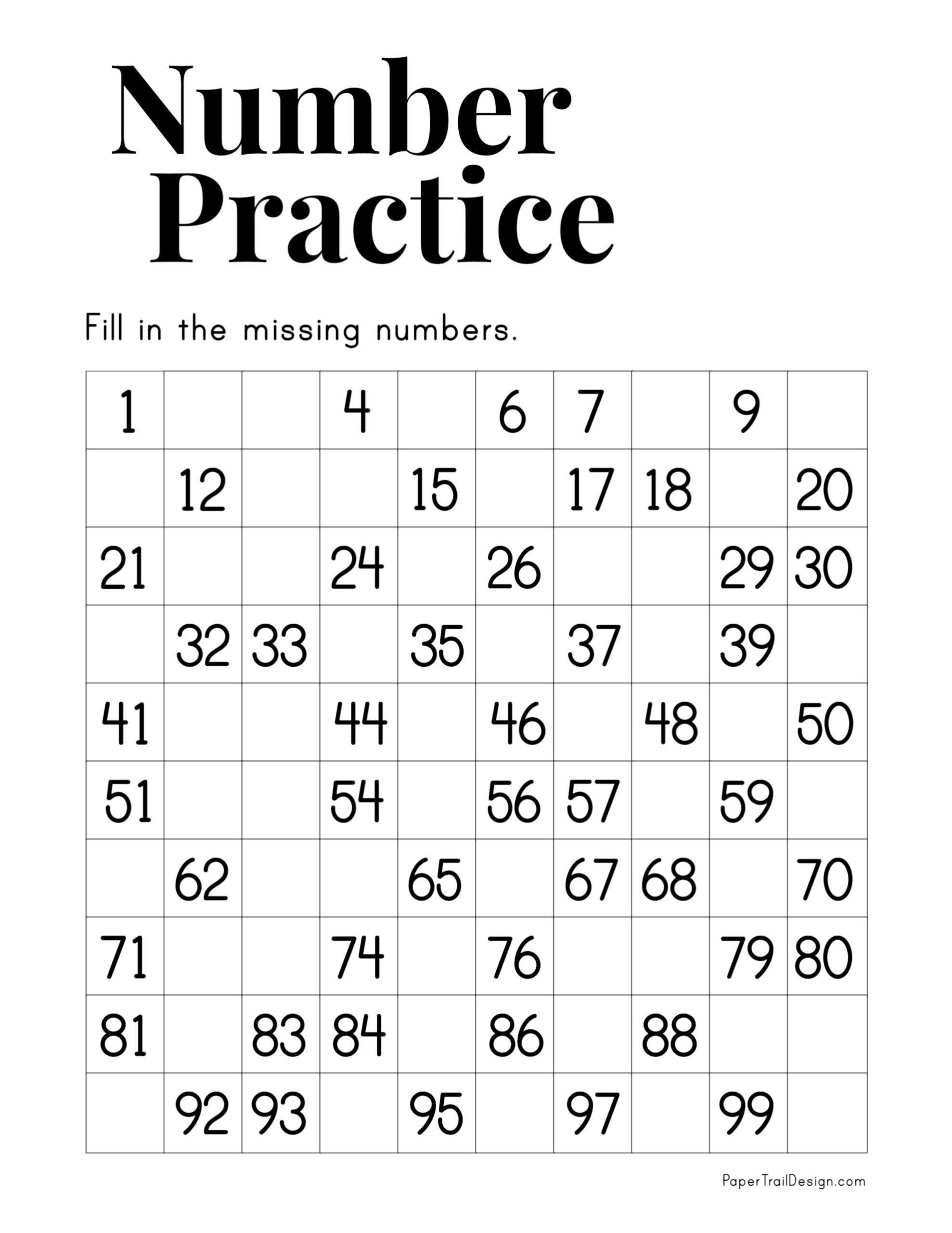 1 To 100 Missing Numbers Worksheet 1 To 100 Missing Numbers Worksheet