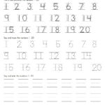 1 To 20 Numbers Worksheets