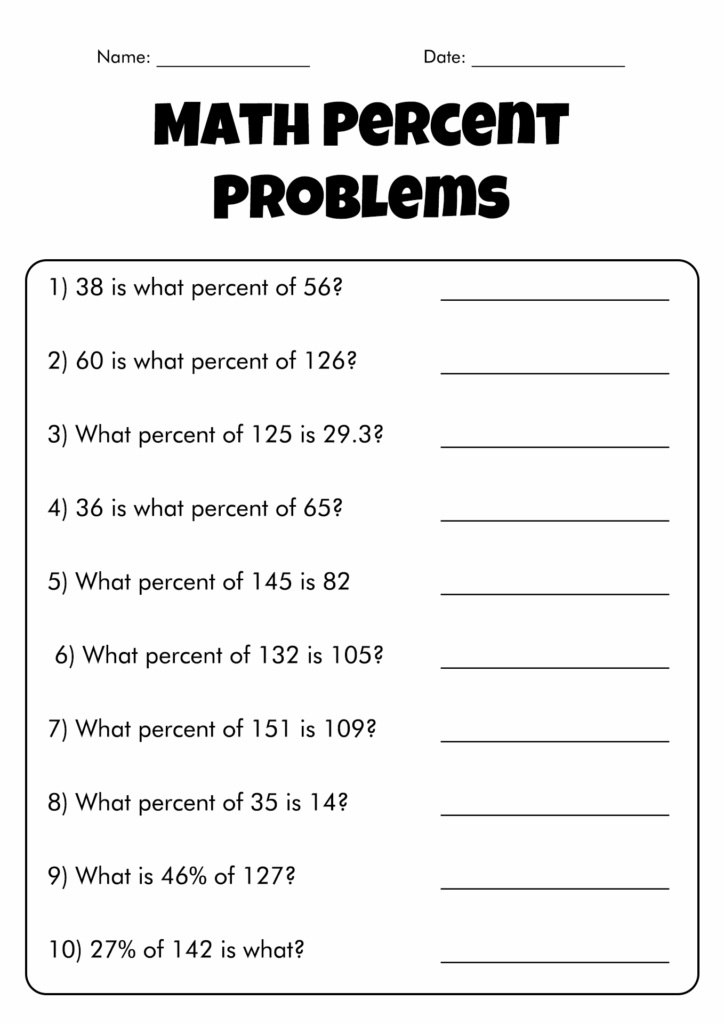 10 Best Images Of Percent Change Worksheet Math Percent Problems 