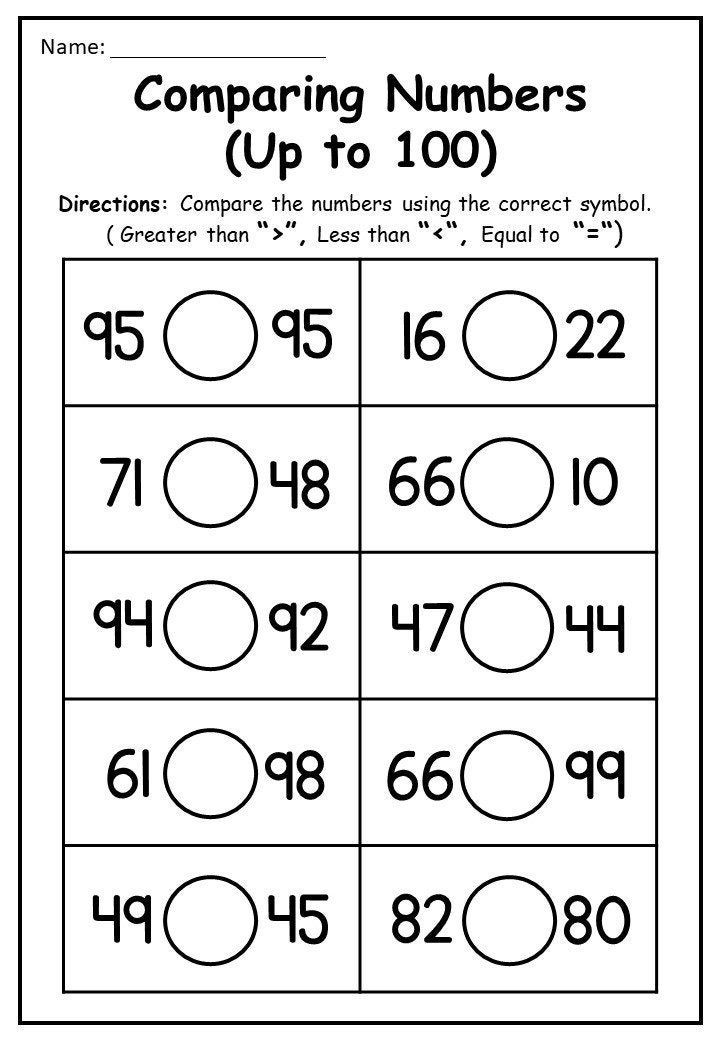 10 Printable Comparing Numbers Worksheets Up To 100 For 1st Grade 2nd 10 Printable Comparing Numbers Worksheets Up To 100 For 1st Grade 2nd