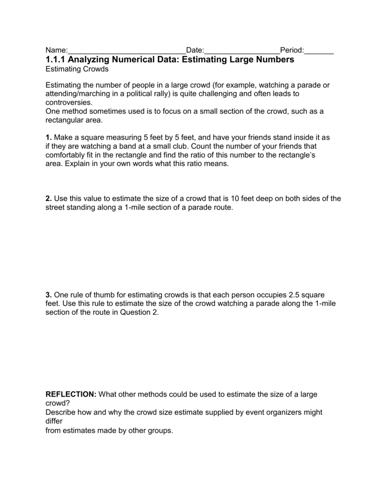 111 Analyzing Numerical Data Estimating Large Numbers Db excel