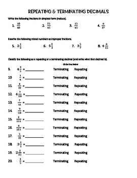 12th Grade Decimals Worksheets TPT