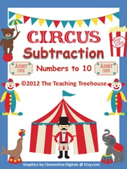 16 Circus Themed Subtraction Worksheets Subtracting From Numbers 5 To 