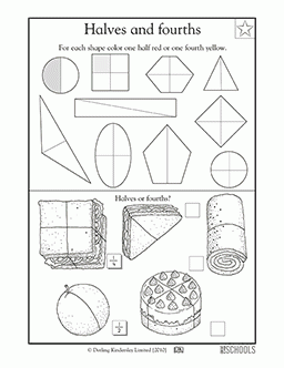 1st Grade Math Worksheets Finding 1 2 And 1 4 Part 2 GreatSchools