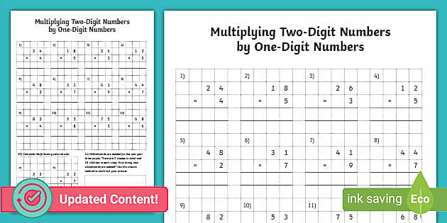 2 Digit By 1 Digit Multiplication Sheets Math Resource